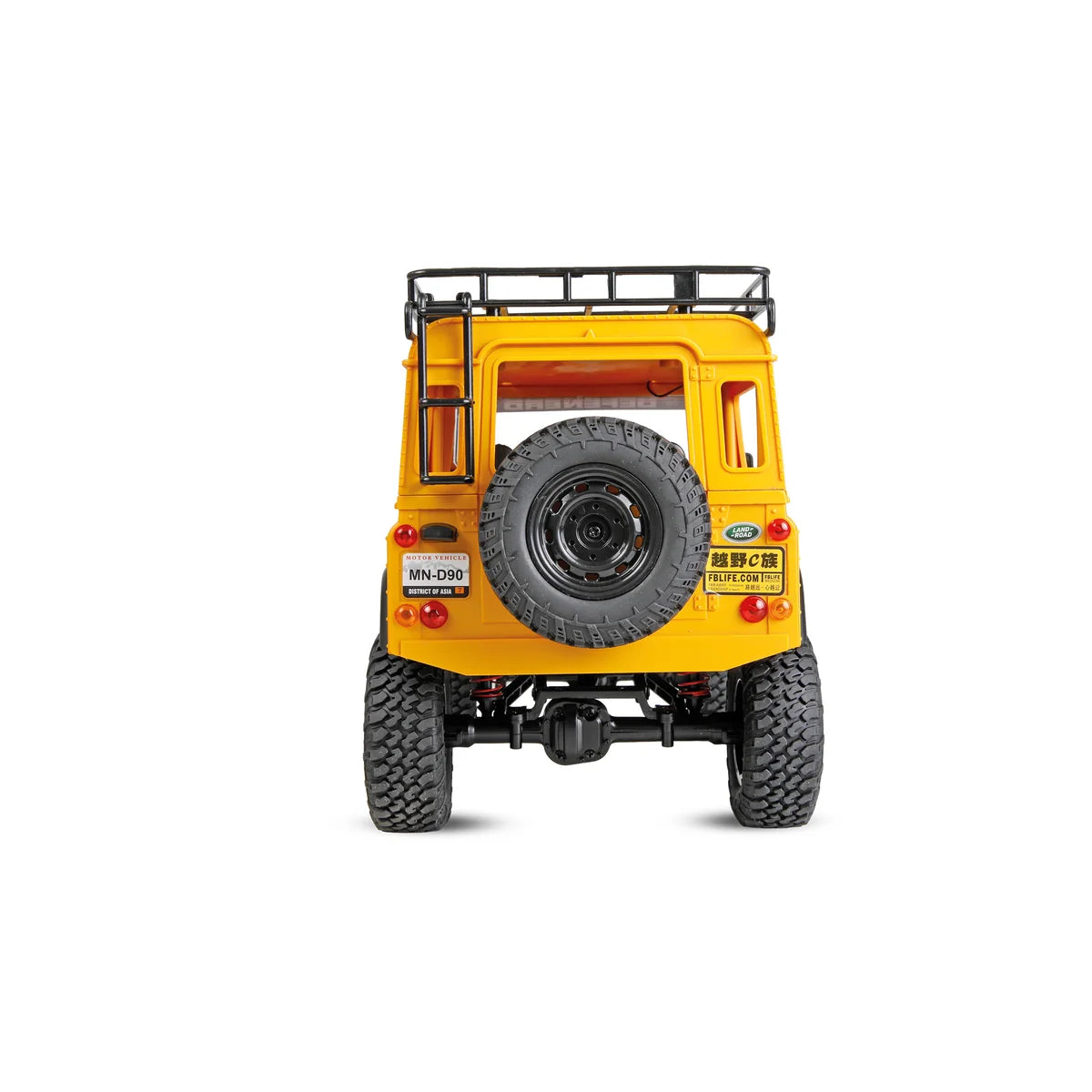 Amewi Land Rover Defender 90 Scale Crawler 4WD gelb 22565 im Maßstab 1:12 Crawler RTR – Rückansicht