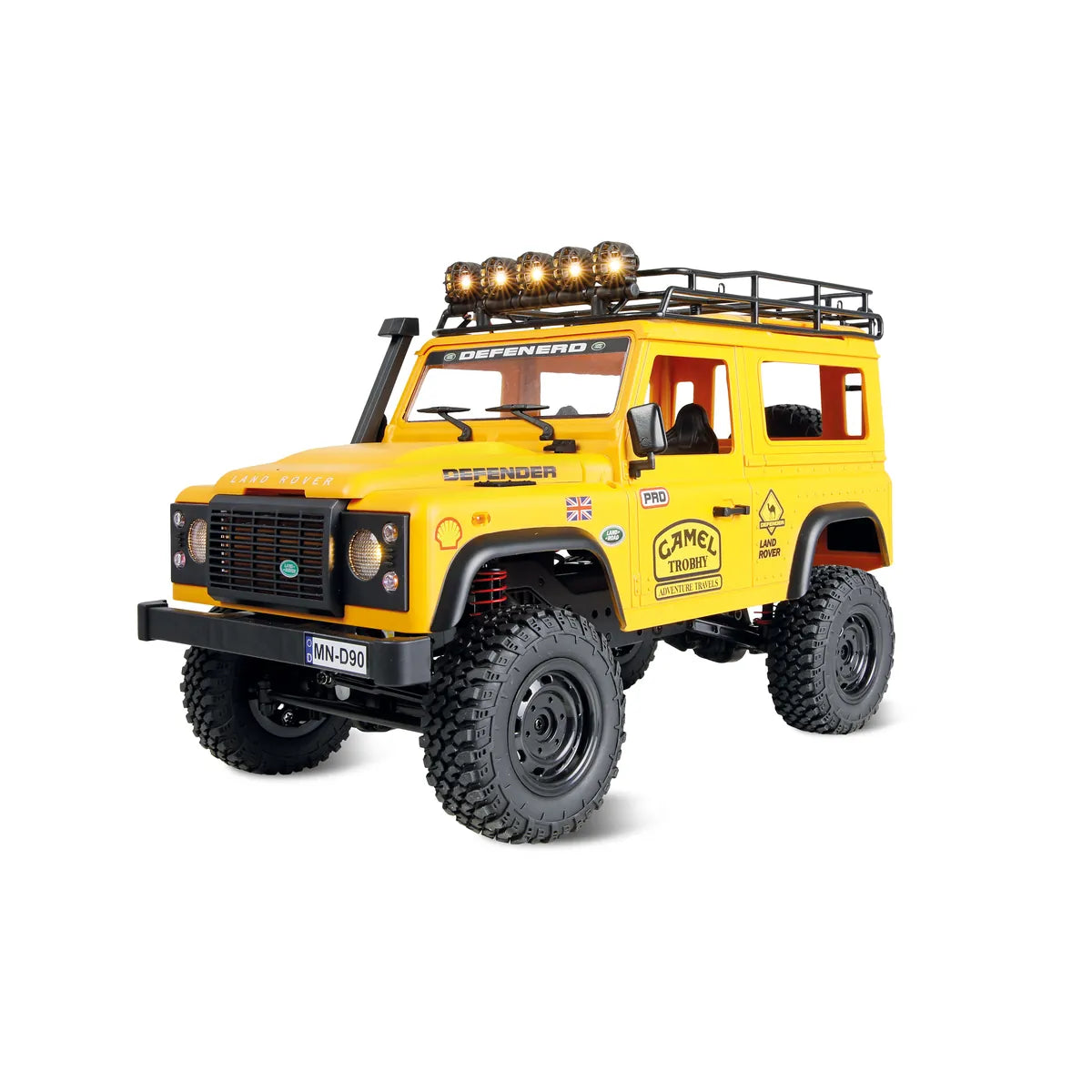 Amewi Land Rover Defender 90 Scale Crawler 4WD gelb 22565 im Maßstab 1:12 Crawler RTR – Seitenansicht