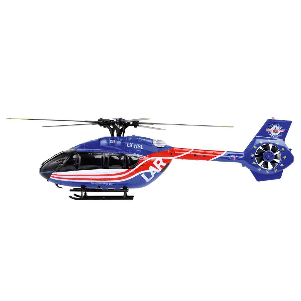 Amewi Luxembourg Air Rescue H145 Helikopter Brushless 6-Kanal 6G 25383 Helikopter RTF – Seitenansicht