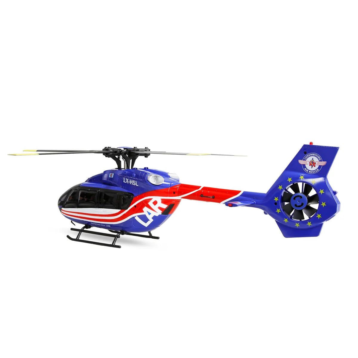 Amewi Luxembourg Air Rescue H145 Helikopter Brushless 6-Kanal 6G 25383 Helikopter RTF – Seitenansicht
