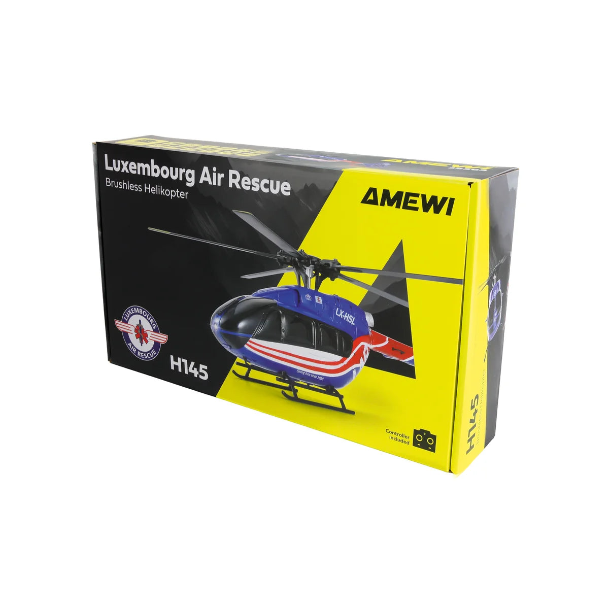Amewi Luxembourg Air Rescue H145 Helikopter Brushless 6-Kanal 6G 25383 Helikopter RTF – Verpackung
