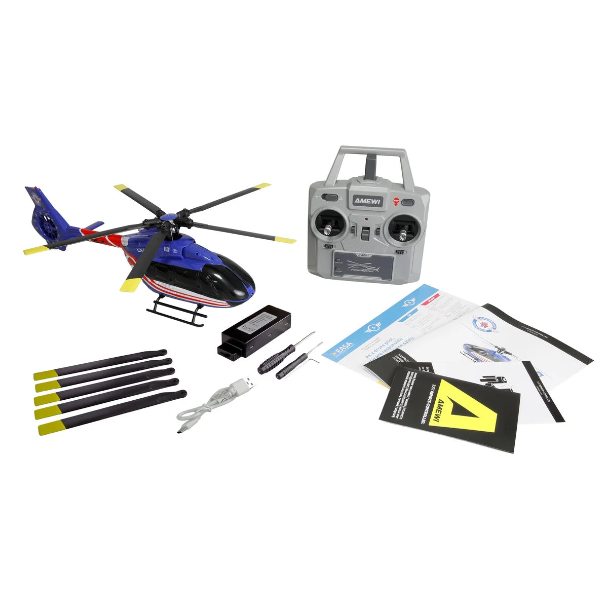 Amewi Luxembourg Air Rescue H145 Helikopter Brushless 6-Kanal 6G 25383 Helikopter RTF – Lieferumfang und Zubehör