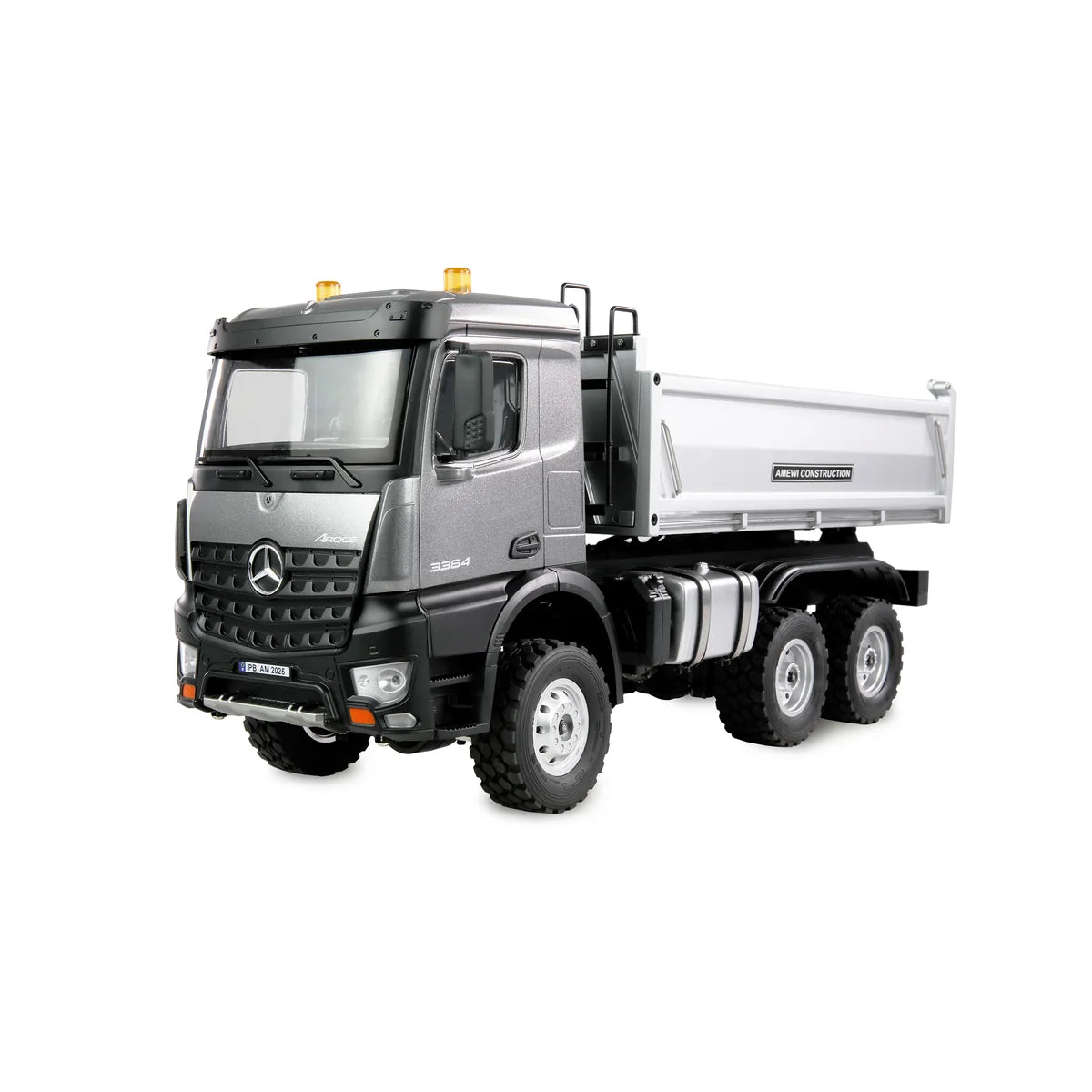 Amewi Mercedes-Benz Arocs Kipper 6x6 Anthrazit 22685 im Maßstab 1:14 Baumaschine RTR – Seitenansicht