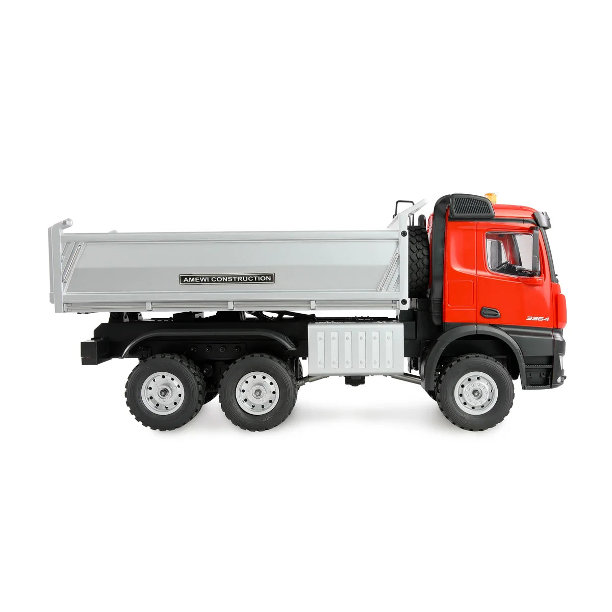 Amewi Mercedes-Benz Arocs Kipper 6x6 Rot 22684 im Maßstab 1:14 Baumaschine RTR – Seitenansicht