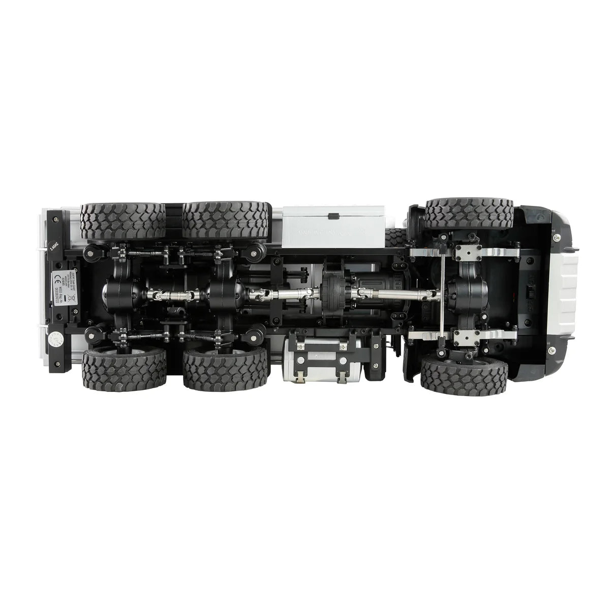 Amewi Mercedes-Benz Arocs Kipper 6x6 Rot 22684 im Maßstab 1:14 Baumaschine RTR – Unteransicht