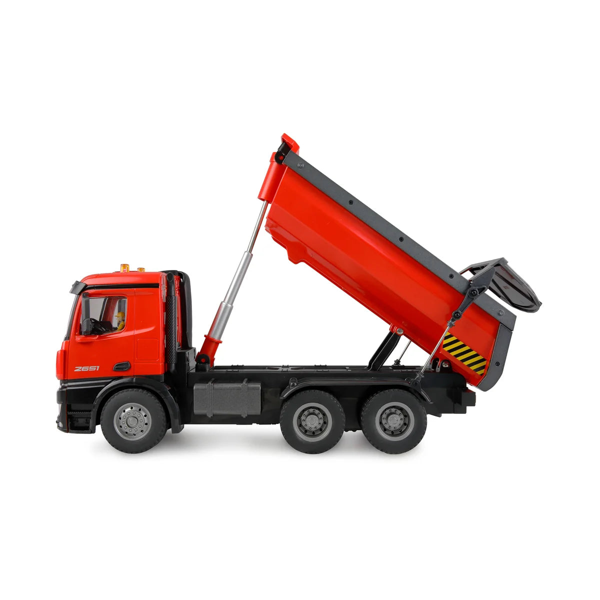 Amewi Mercedes-Benz Arocs Muldenkipper 6x4 Rot 22407 im Maßstab 1:14 Baumaschine RTR – Seitenansicht