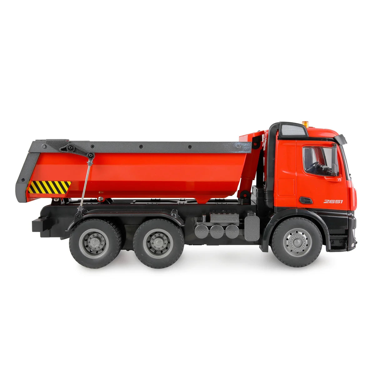 Amewi Mercedes-Benz Arocs Muldenkipper 6x4 Rot 22407 im Maßstab 1:14 Baumaschine RTR – Seitenansicht