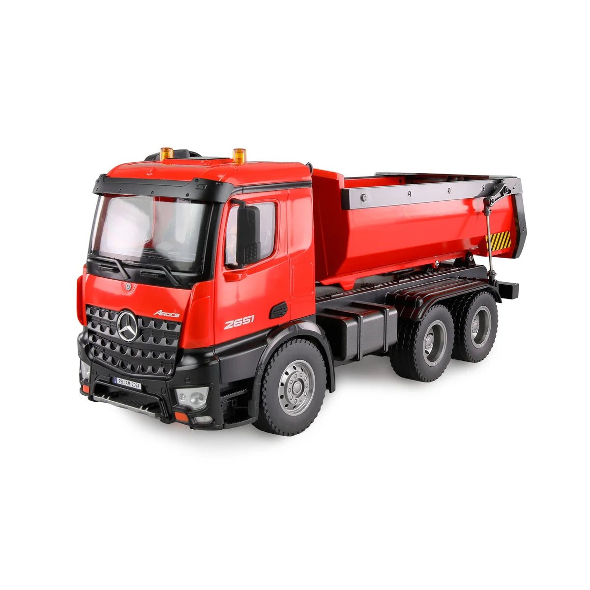 Amewi Mercedes-Benz Arocs Muldenkipper 6x4 Rot 22407 im Maßstab 1:14 Baumaschine RTR – Seitenansicht