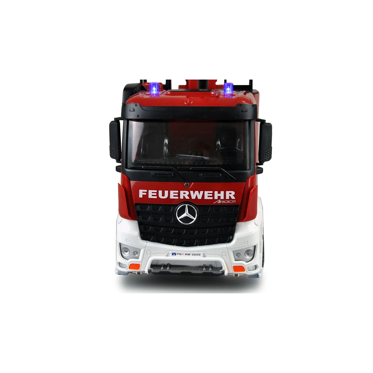 Amewi Mercedes-Benz Feuerwehr Drehleiterfahrzeug 22502 im Maßstab 1:18 Onroad RTR – Frontansicht