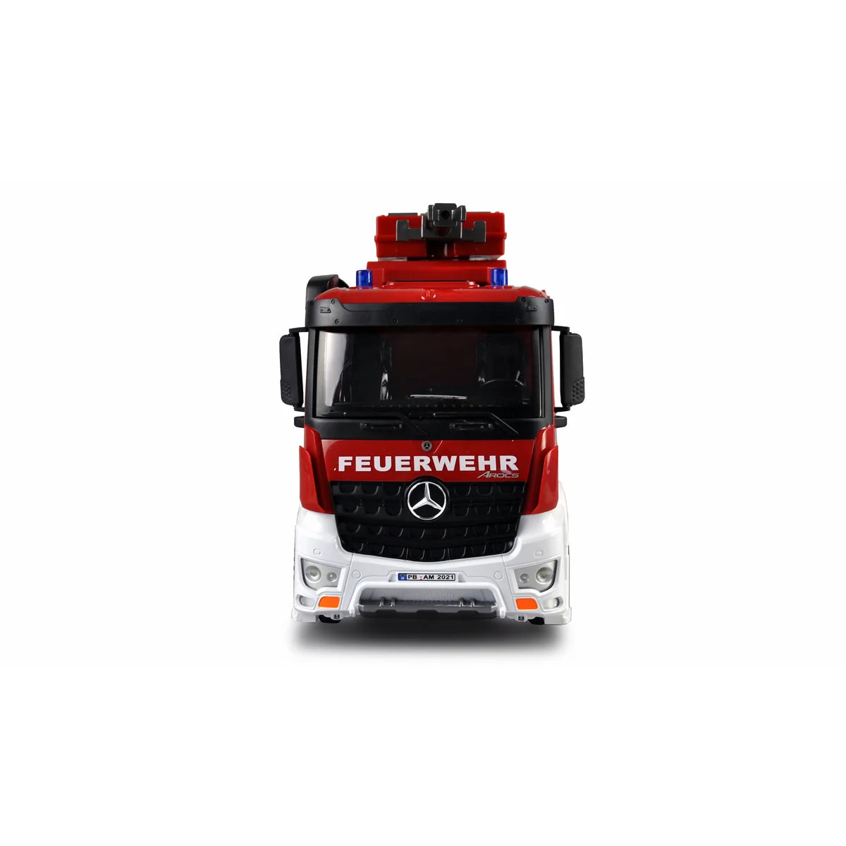 Amewi Mercedes-Benz Feuerwehr Löschfahrzeug 22503 im Maßstab 1:18 Onroad RTR – Frontansicht