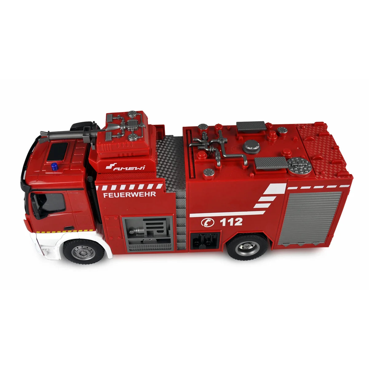 Amewi Mercedes-Benz Feuerwehr Löschfahrzeug 22503 im Maßstab 1:18 Onroad RTR – Seitenansicht
