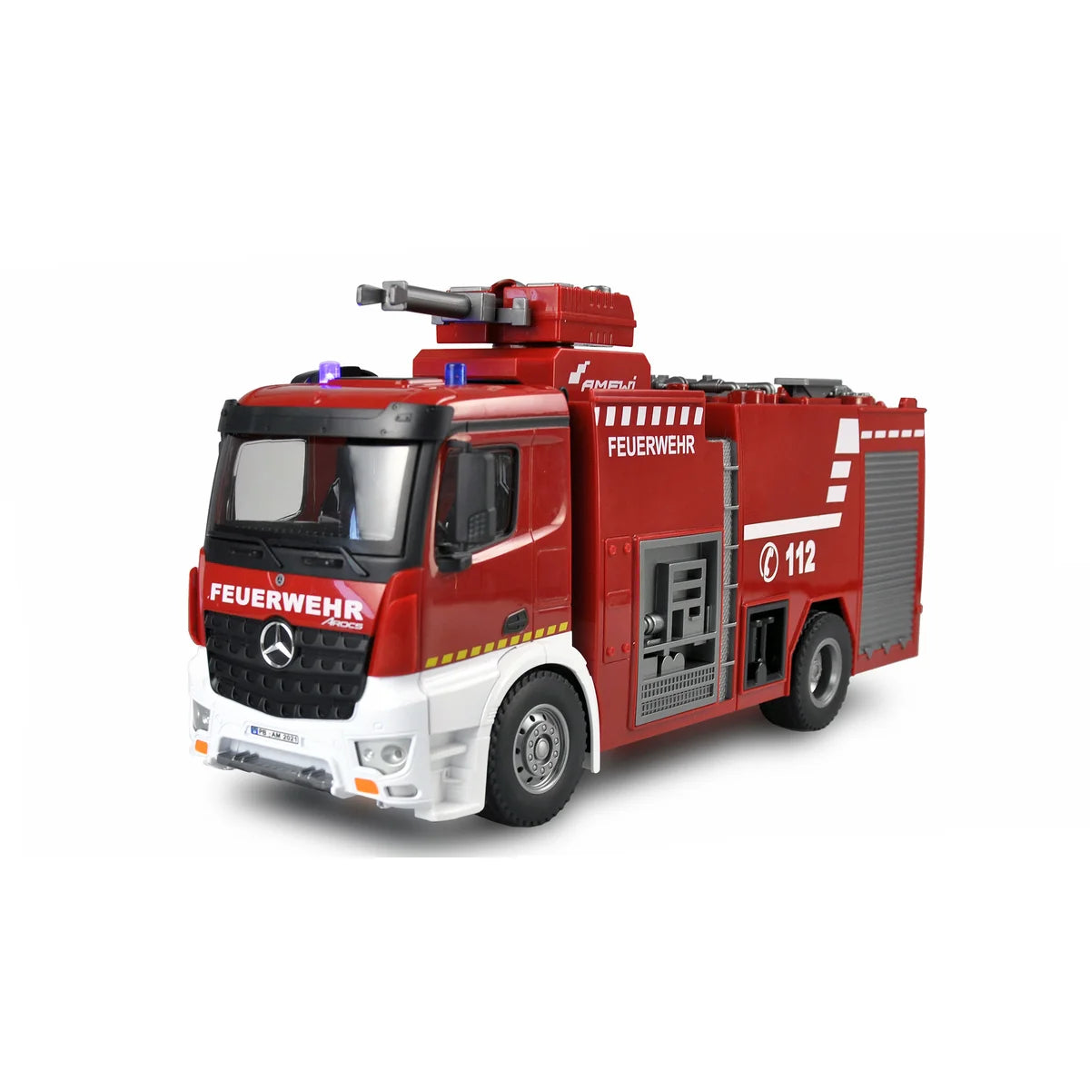 Amewi Mercedes-Benz Feuerwehr Löschfahrzeug 22503 im Maßstab 1:18 Onroad RTR – Seitenansicht
