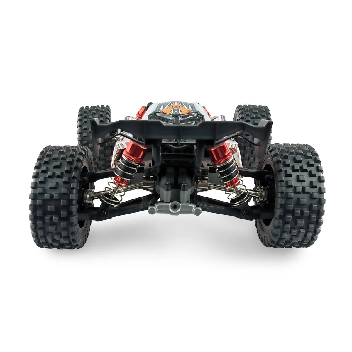 Amewi MEW4 Buggy brushless 4WD 22654 im Maßstab 1:16 Buggy RTR – Unteransicht mit Chassis, Federung und Antriebssträngen