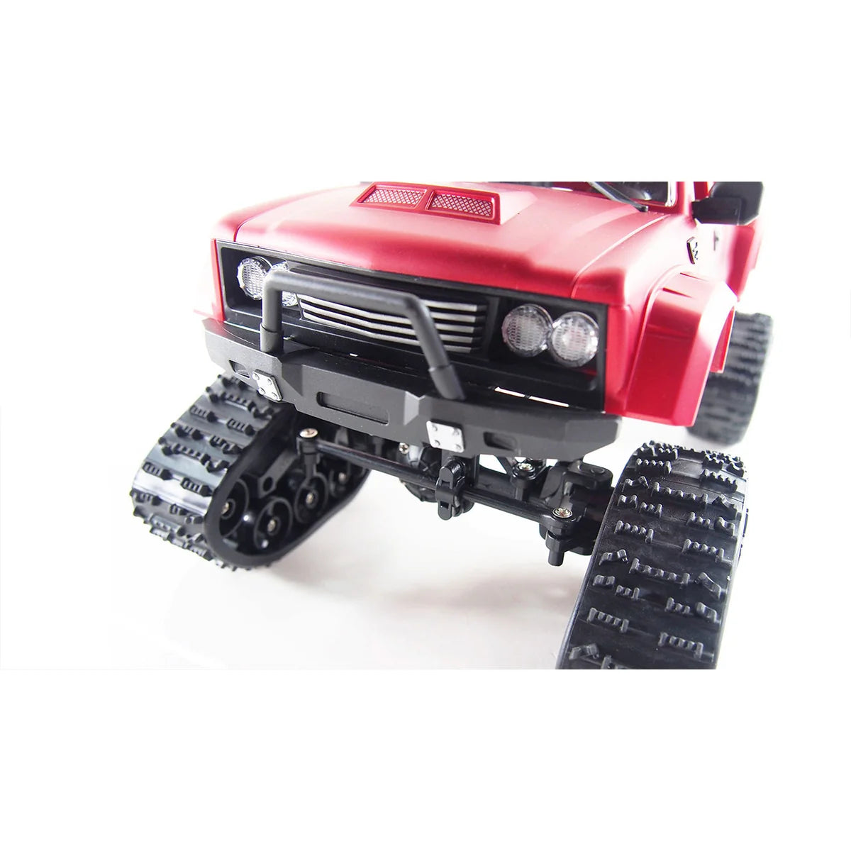 Amewi Pick-up Truck FPV mit Rädern & Ketten 4WD rot 22391 im Maßstab 1:16 Offroad RTR – Frontansicht