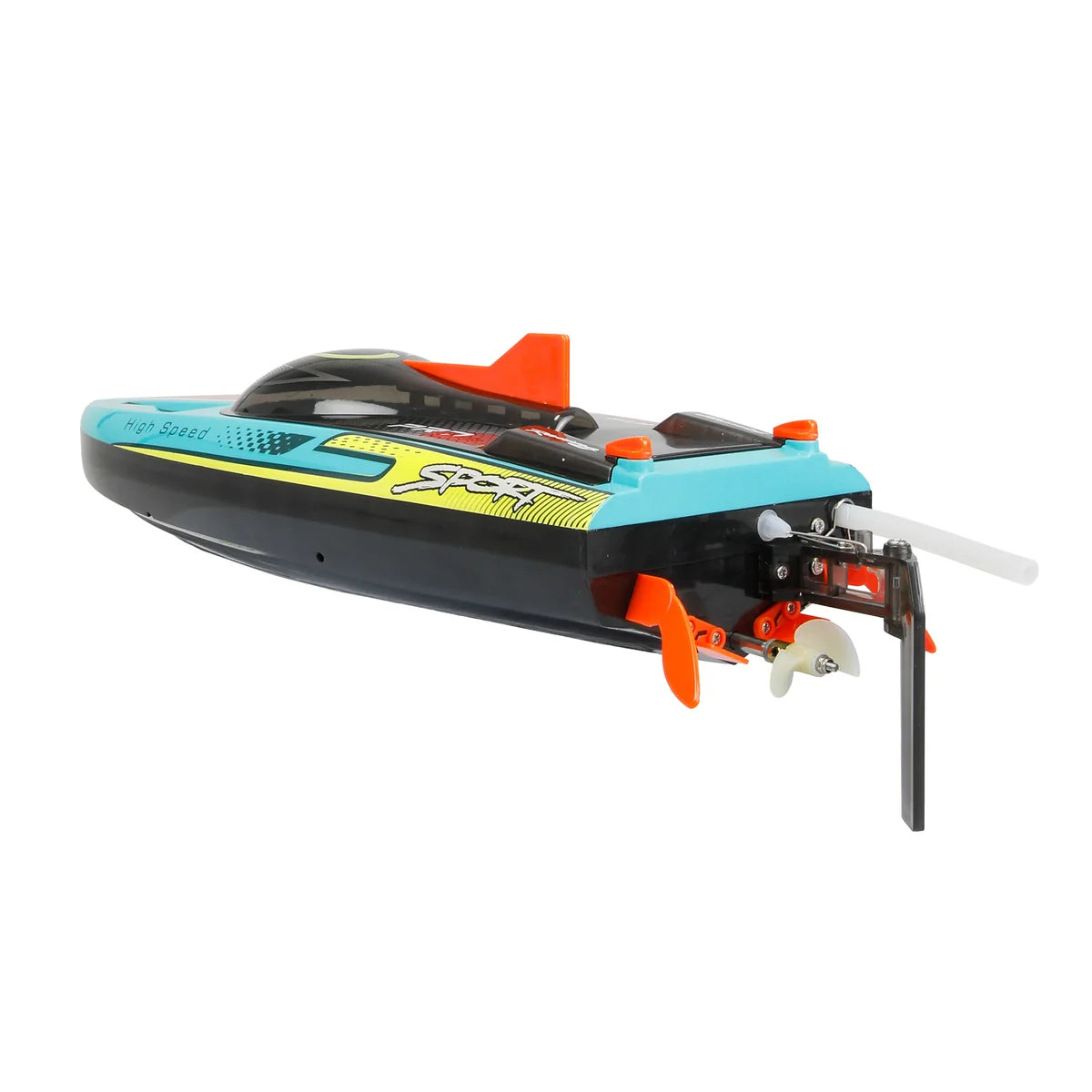 Amewi RaceBeast High Speed Boot brushless 450mm 65km/h 26095 Speedboot RTR – Seitenansicht mit Motor und Propeller sichtbar