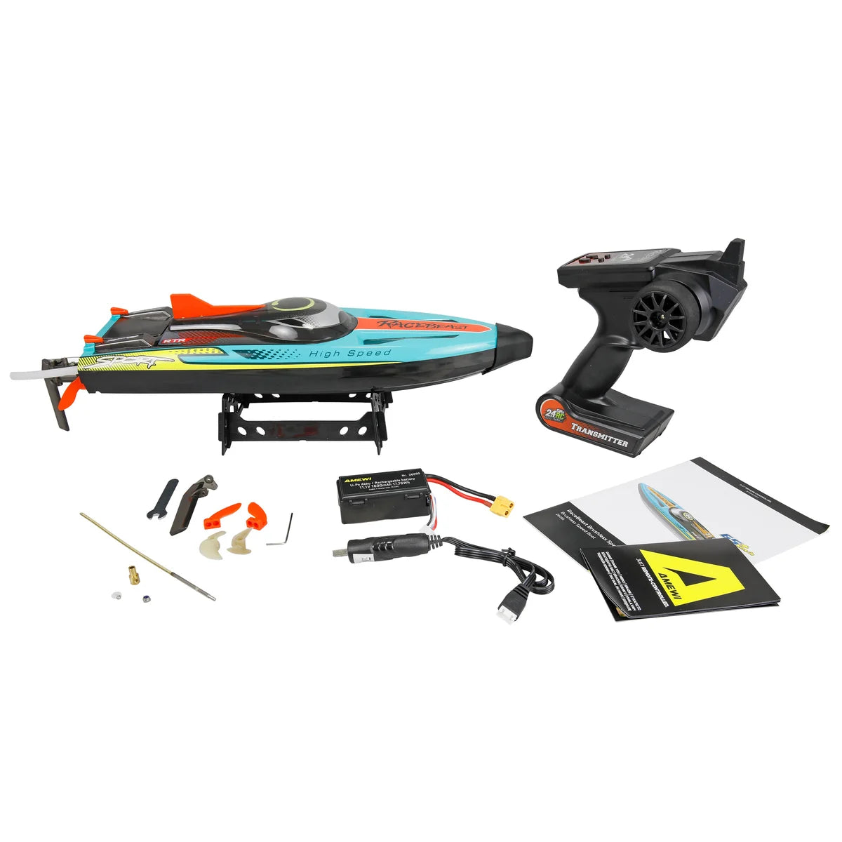Amewi RaceBeast High Speed Boot brushless 450mm 65km/h 26095 Speedboot RTR – Lieferumfang und Zubehör