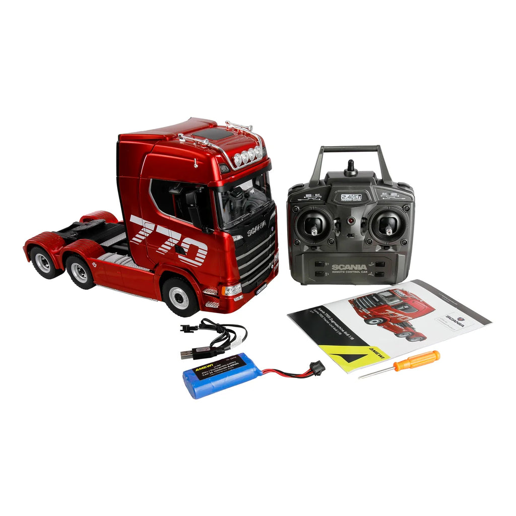Amewi Scania 770 S Zugmaschine 6x4 Rot 22717 im Maßstab 1:18 Truck RTR – Lieferumfang und Zubehör
