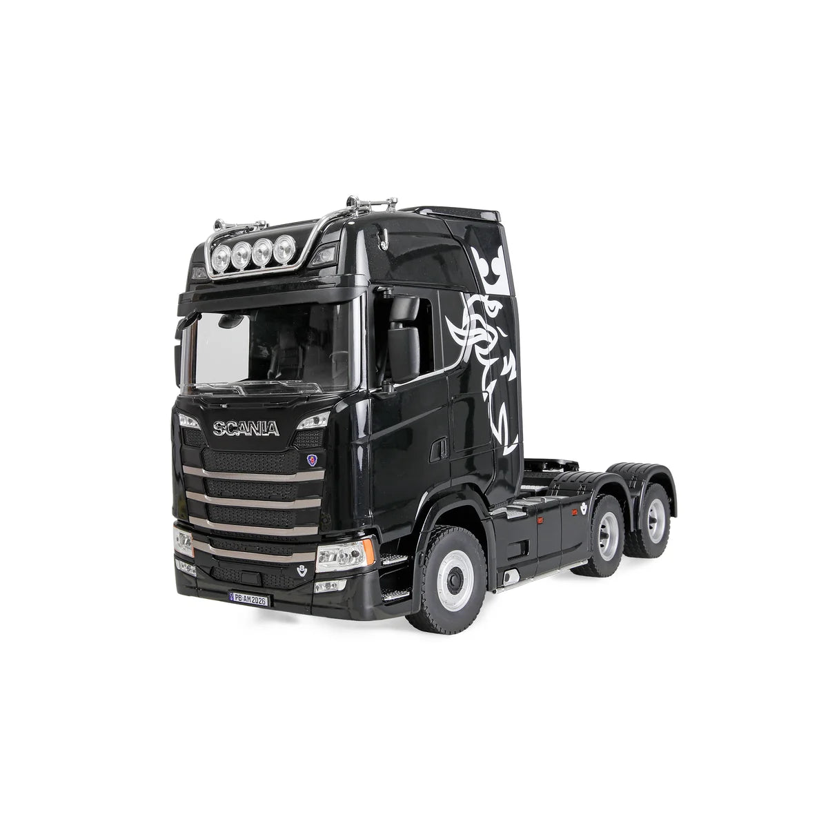 Amewi Scania 770 S Zugmaschine 6x4 Schwarz 22760 im Maßstab 1:18 Truck RTR – Seitenansicht