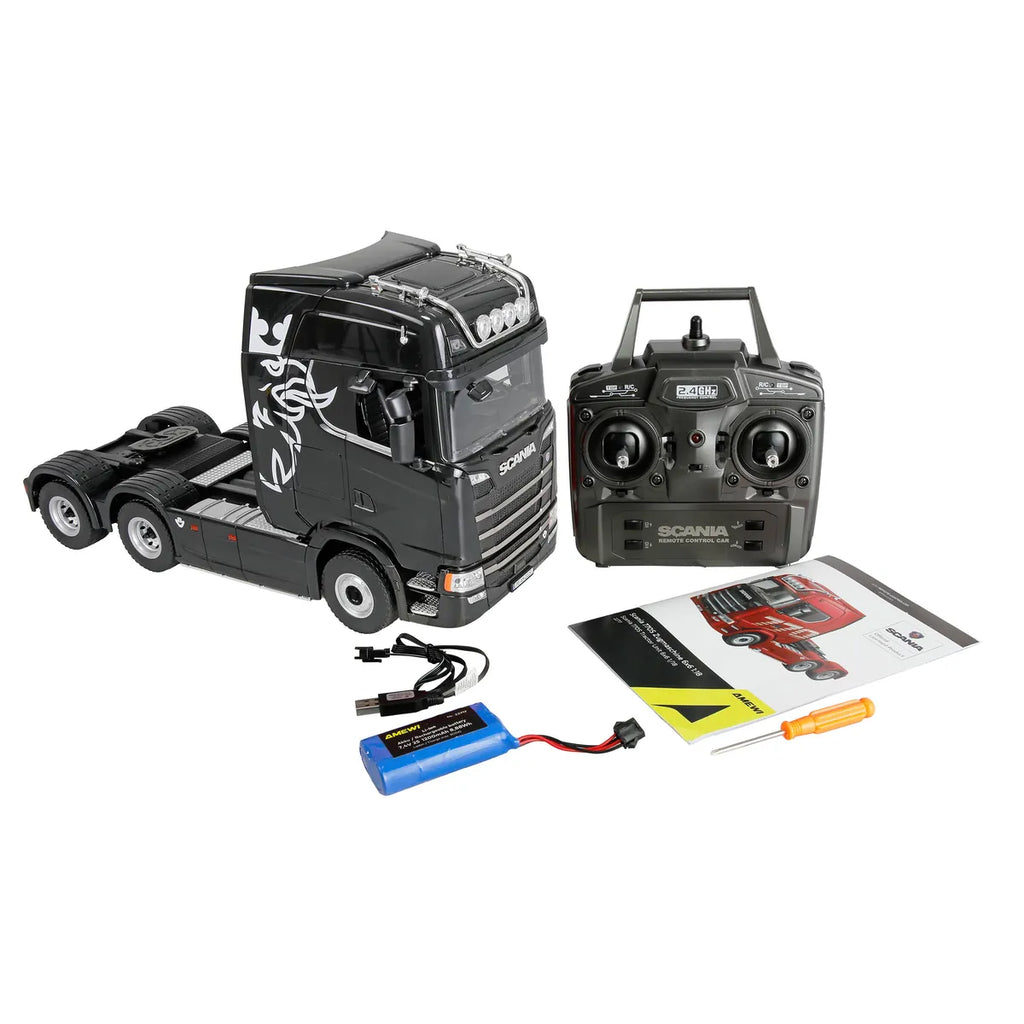 Amewi Scania 770 S Zugmaschine 6x4 Schwarz 22760 im Maßstab 1:18 Truck RTR – Lieferumfang und Zubehör