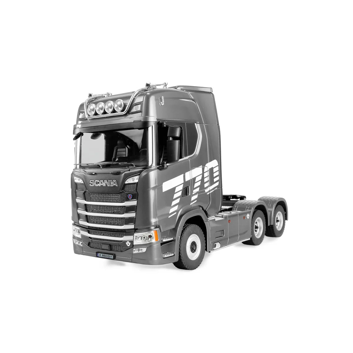 Amewi Scania 770 S Zugmaschine 6x4 Silber 22762 im Maßstab 1:18 Truck RTR – Seitenansicht mit Dachleuchten und Chromleisten