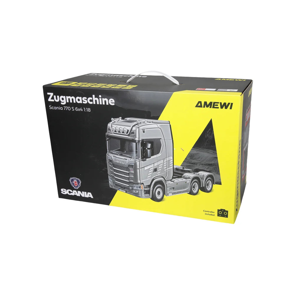 Amewi Scania 770 S Zugmaschine 6x4 Silber 22762 im Maßstab 1:18 Truck RTR – Verpackung