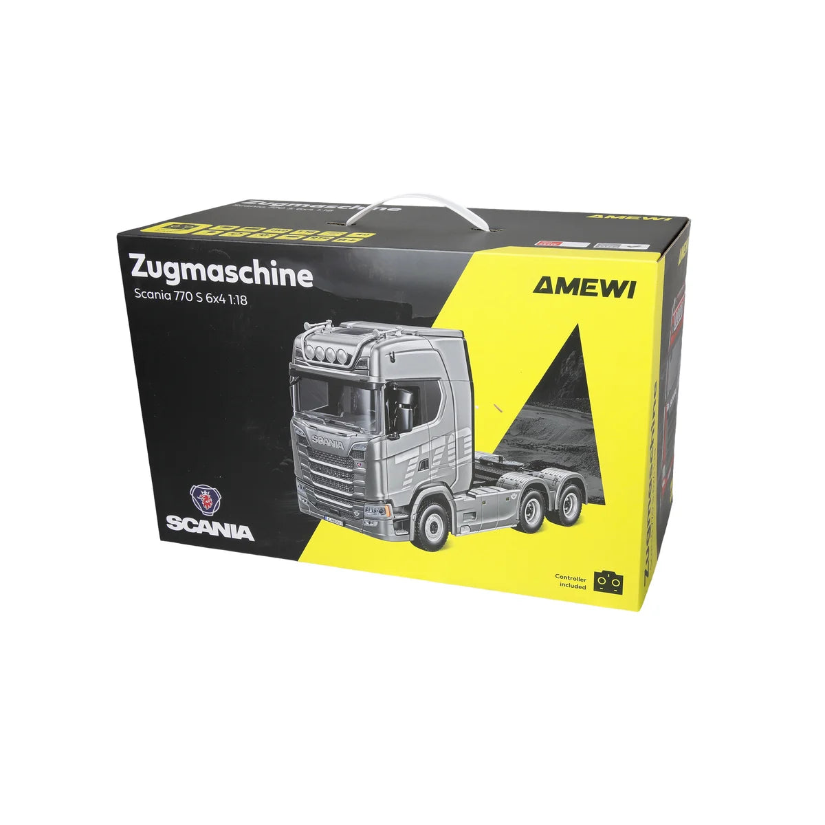 Amewi Scania 770 S Zugmaschine 6x4 Silber 22762 im Maßstab 1:18 Truck RTR – Verpackung