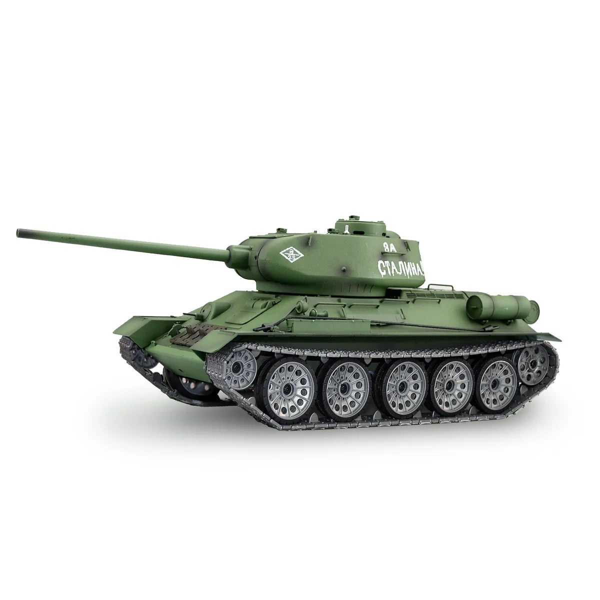 Amewi T-34/85 Professional Line IR/BB 23117 im Maßstab 1:16 Panzer RTR – Seitenansicht
