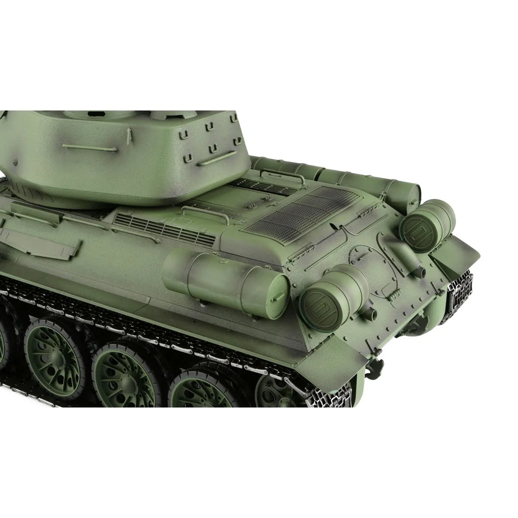 Amewi T34/85 Advanced Line IR/BB 23075 im Maßstab 1:16 Panzer RTR – Seitenansicht mit Ketten, Rädern und Ausgleichsbehältern