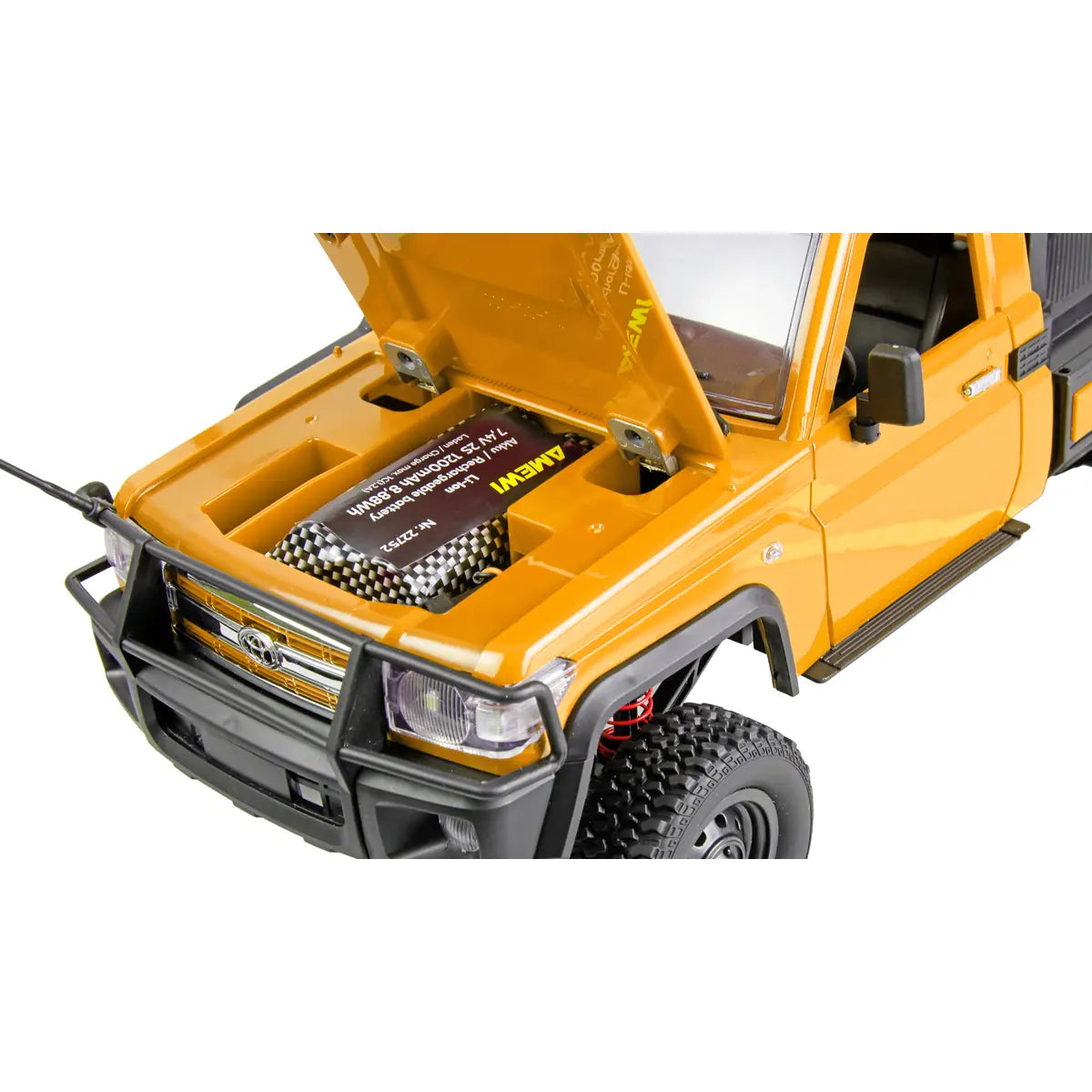 Amewi Toyota Land Cruiser Crawler Abschleppwagen 4WD Gelb 22752 im Maßstab 1:12 Crawler RTR – Draufsicht