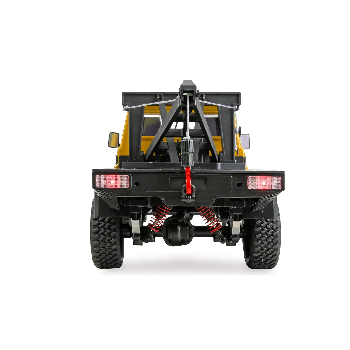 Amewi Toyota Land Cruiser Crawler Abschleppwagen 4WD Gelb 22752 im Maßstab 1:12 Crawler RTR – Rückansicht
