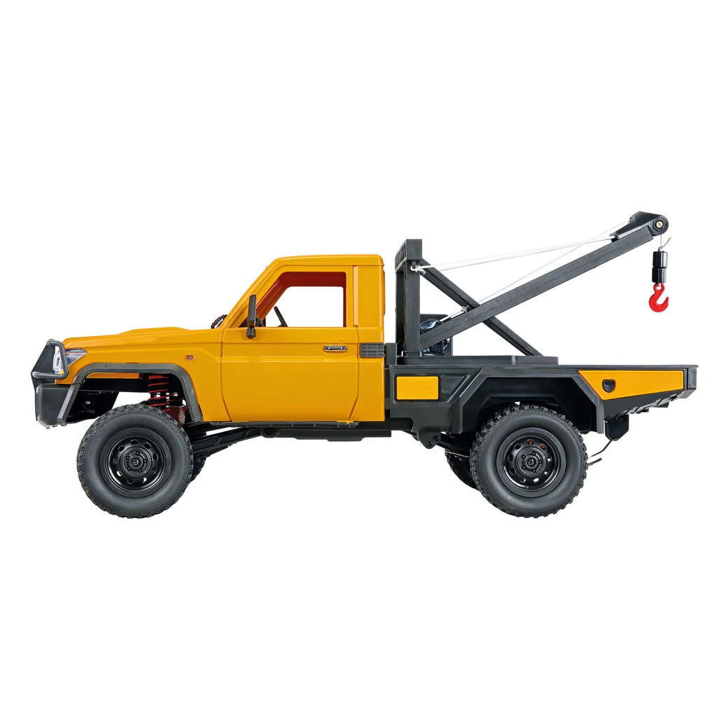 Amewi Toyota Land Cruiser Crawler Abschleppwagen 4WD Gelb 22752 im Maßstab 1:12 Crawler RTR – Seitenansicht