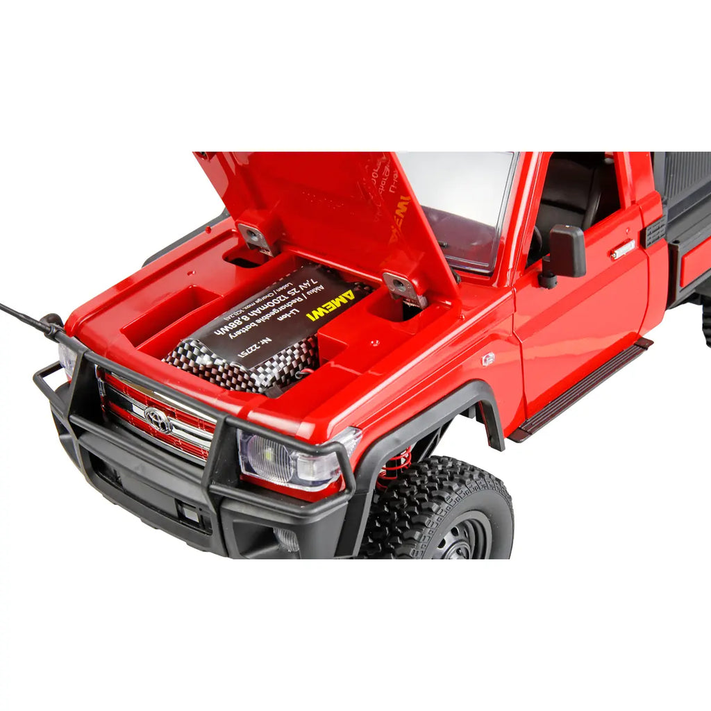 Amewi Toyota Land Cruiser Crawler Abschleppwagen 4WD Rot 22751 im Maßstab 1:12 Crawler RTR – Frontansicht