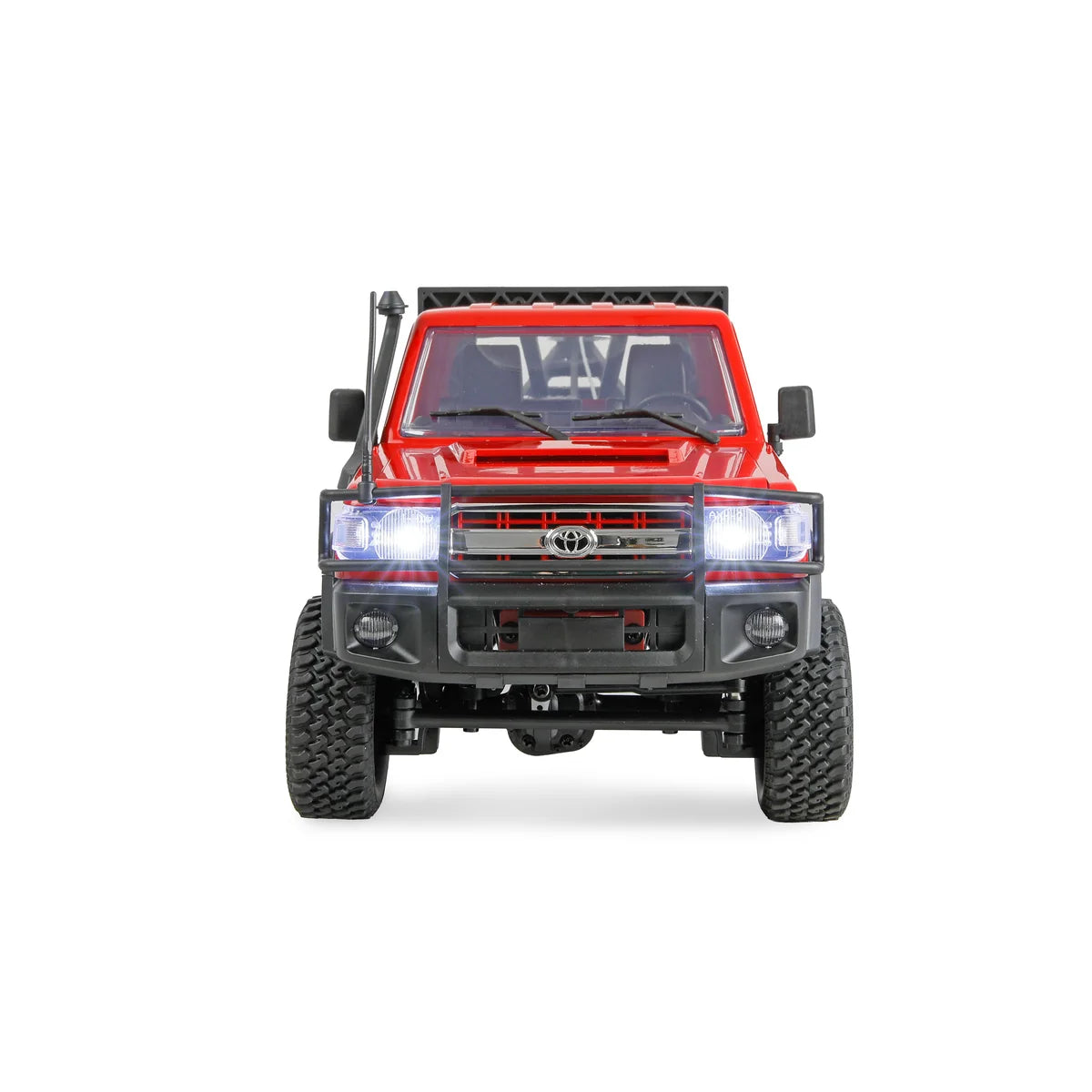 Amewi Toyota Land Cruiser Crawler Abschleppwagen 4WD Rot 22751 im Maßstab 1:12 Crawler RTR – Frontansicht