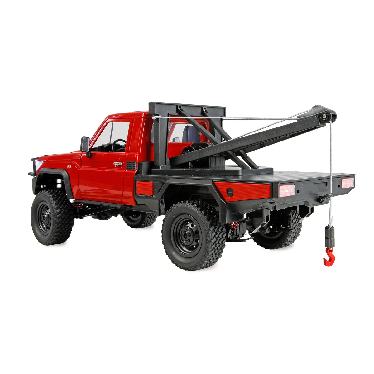 Amewi Toyota Land Cruiser Crawler Abschleppwagen 4WD Rot 22751 im Maßstab 1:12 Crawler RTR – Seitenansicht