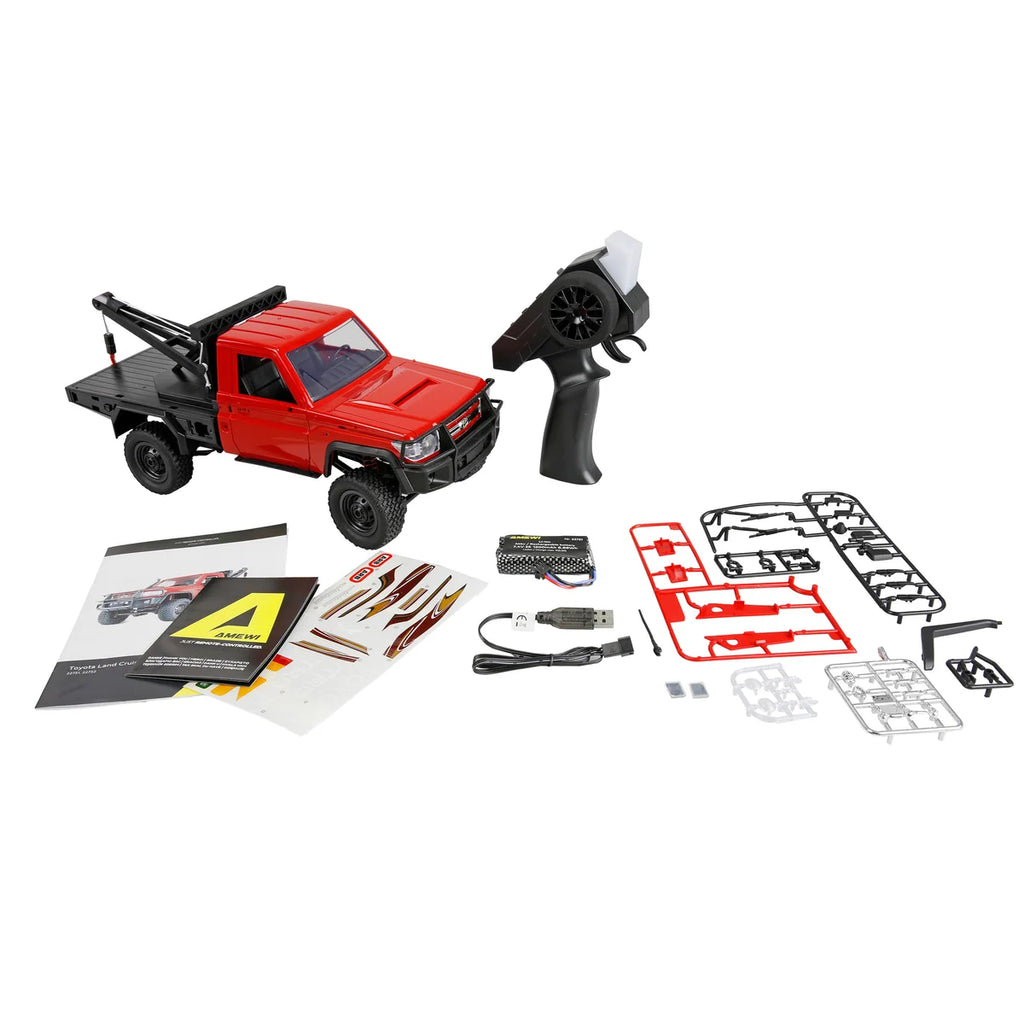 Amewi Toyota Land Cruiser Crawler Abschleppwagen 4WD Rot 22751 im Maßstab 1:12 Crawler RTR – Lieferumfang und Zubehör