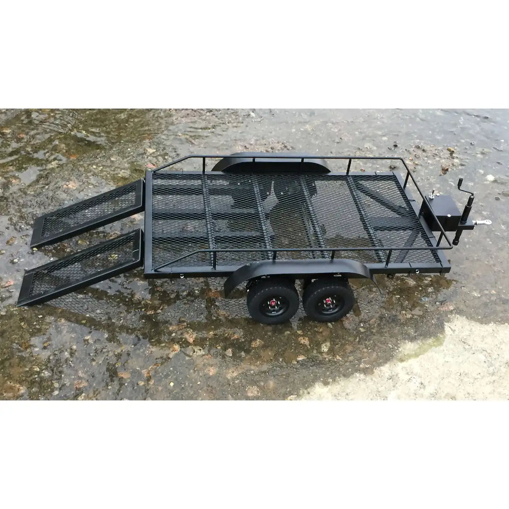 Amewi Trailer Scaler/Crawler Bausatz 22197 im Maßstab 1:10 Crawler Bausatz – Draufsicht mit Gitterplattform und Radbügel
