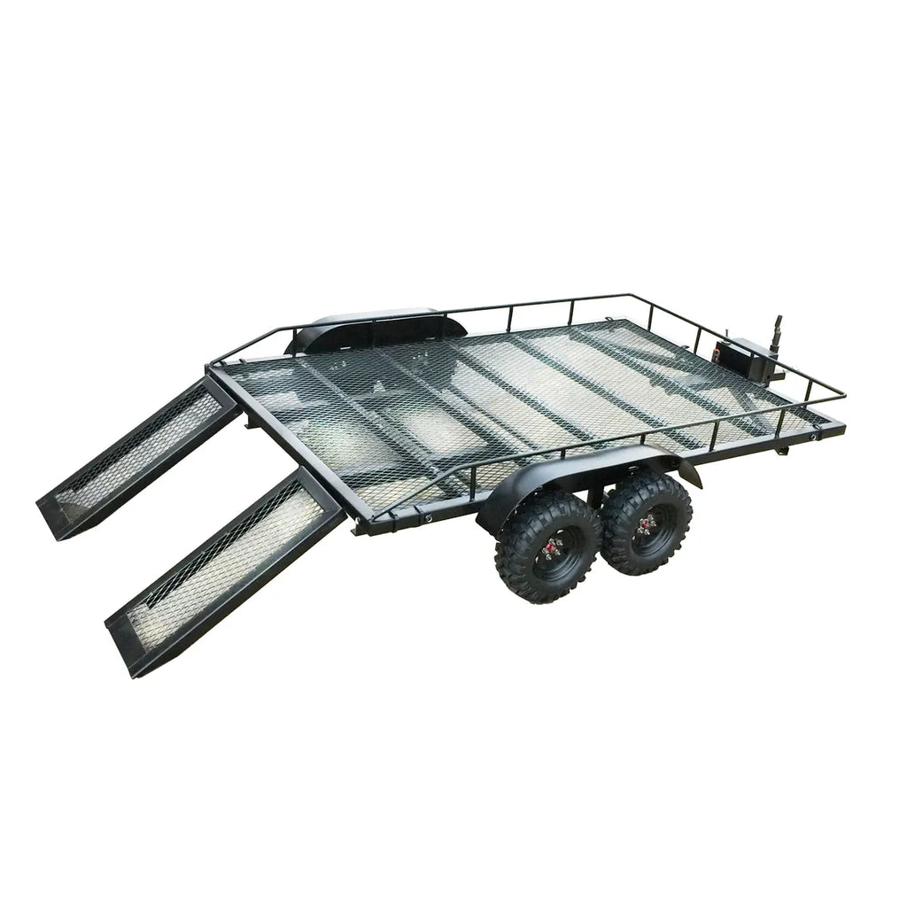 Amewi Trailer Scaler/Crawler Bausatz 22197 im Maßstab 1:10 Crawler Bausatz – Draufsicht mit Rampen und Dualreifen