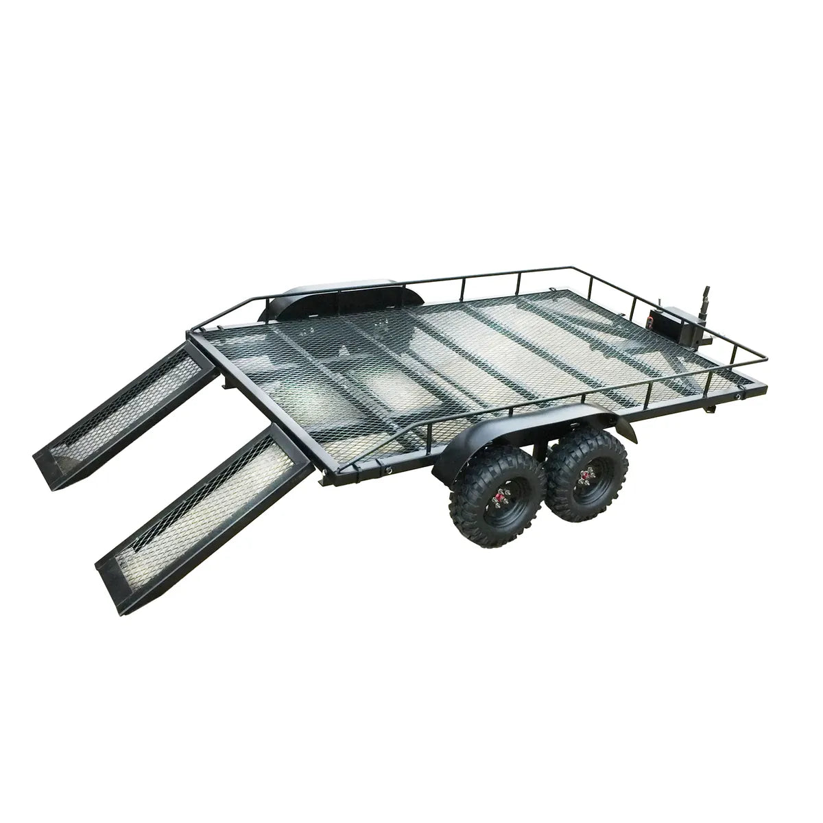 Amewi Trailer Scaler/Crawler Bausatz 22197 im Maßstab 1:10 Crawler Bausatz – Draufsicht mit Rampen und Dualreifen