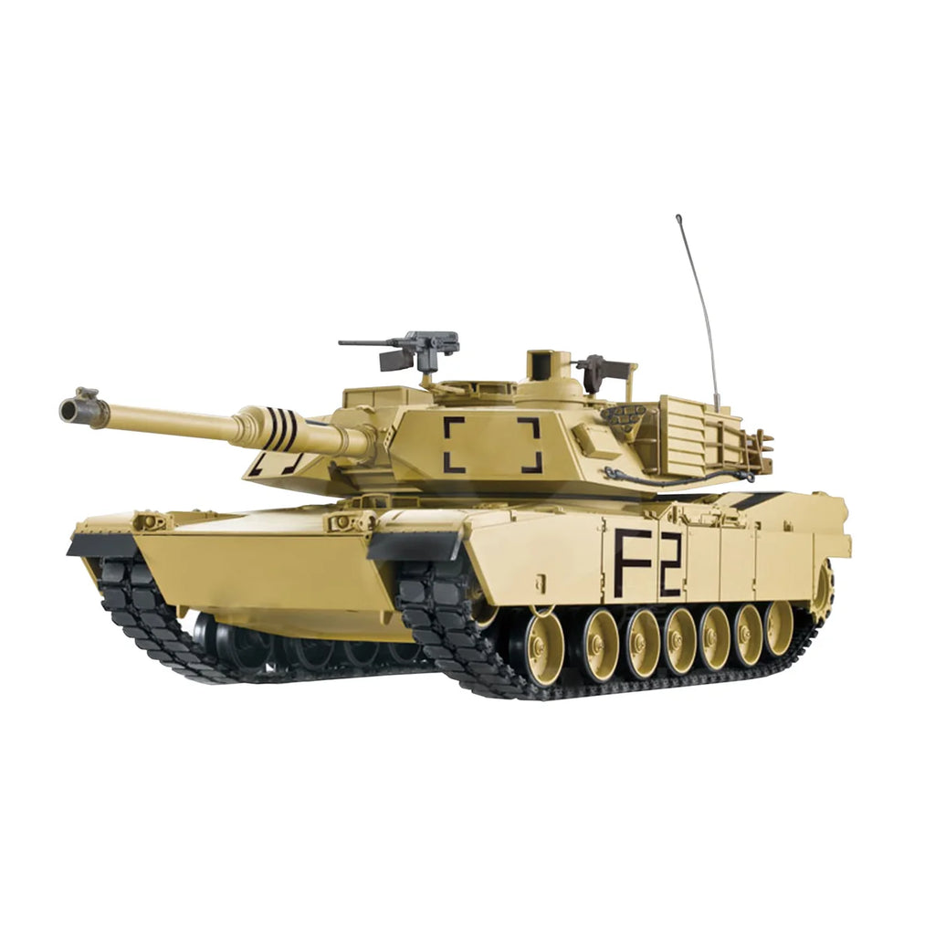 Amewi U.S. M1A2 Advanced Line IR/BB 23076 im Maßstab 1:16 Panzer RTR – Seitenansicht mit Ketten, Geschütz und Antenne