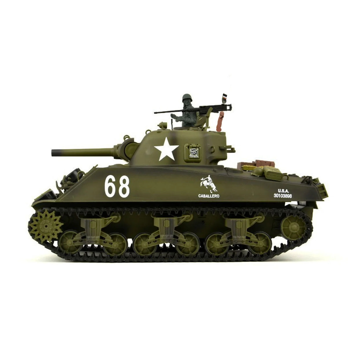 Amewi U.S. M4A3 Sherman Advanced Line IR/BB 23114 im Maßstab 1:16 Panzer RTR – Seitenansicht