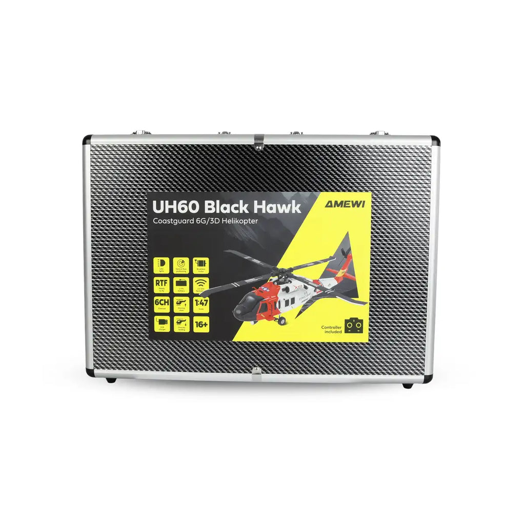 Amewi UH60 Black Hawk Coastguard Helikopter 6G/3D 25366 im Maßstab 1:47 Helikopter RTF – Verpackung