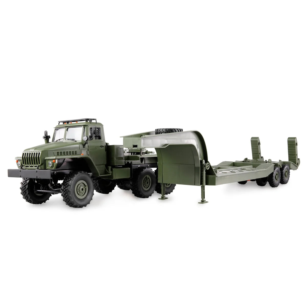 Amewi Ural B36 Militär LKW 6WD mit Tieflader 22671 im Maßstab 1:16 Baumaschine RTR – Seitenansicht