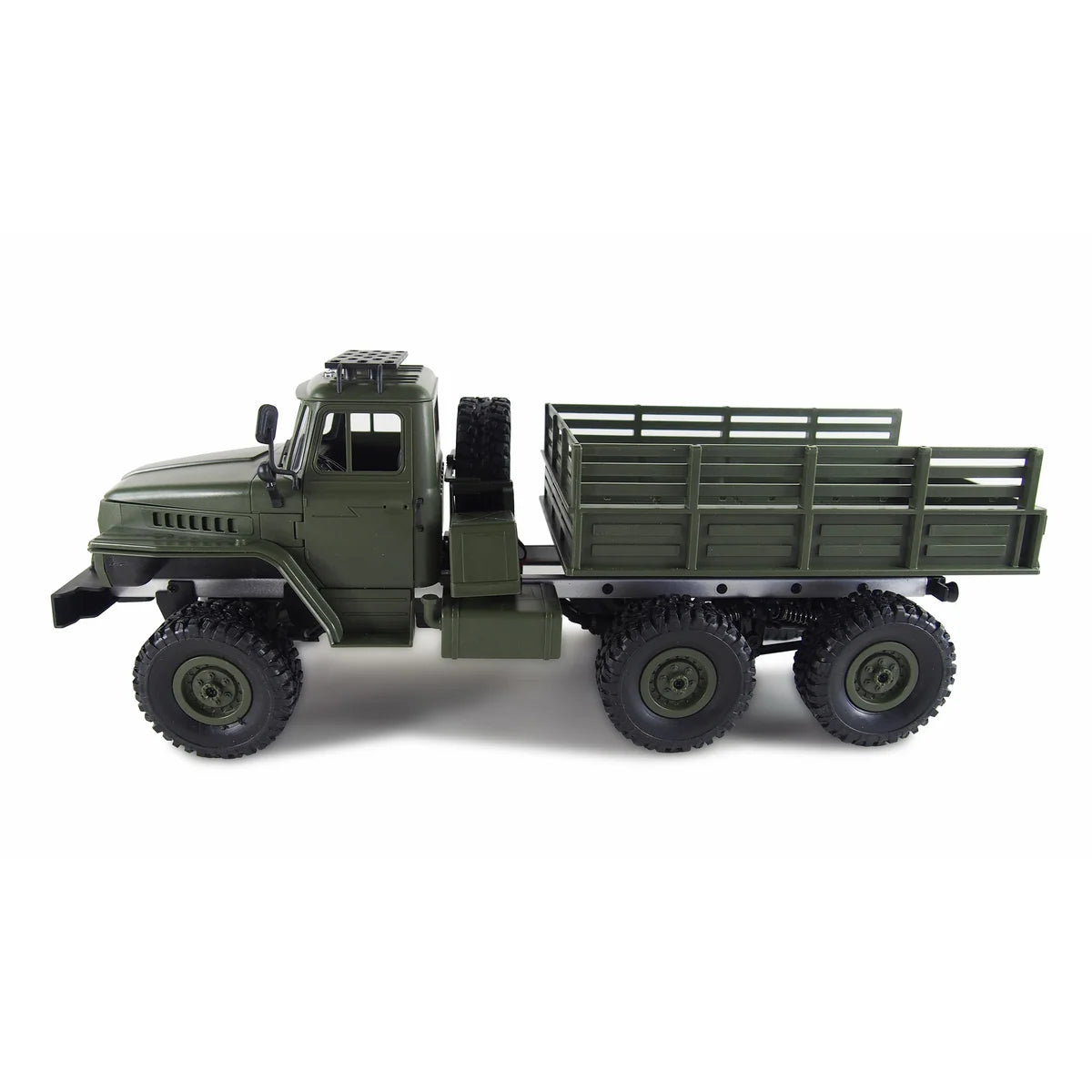 Amewi Ural Truck 6WD 22509 im Maßstab 1:16 Truck RTR – Seitenansicht mit Ladefläche und Spriegel, schwarze Reifen