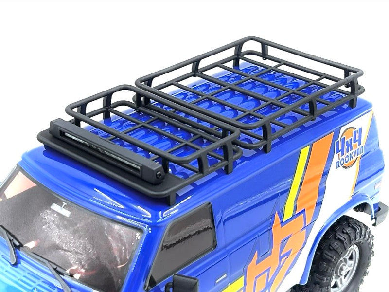 Hobby Plus CR18P EVO-V2 Rock Van Crawler 1:18 4WD RTR Blau HBP1810503-BL – Dachgepäckträger mit LED-Leiste