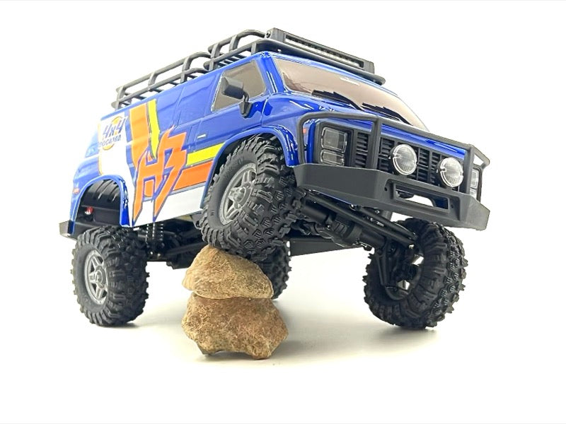 Hobby Plus CR18P EVO-V2 Rock Van Crawler 1:18 4WD RTR Blau HBP1810503-BL – Verschränkung am Stein