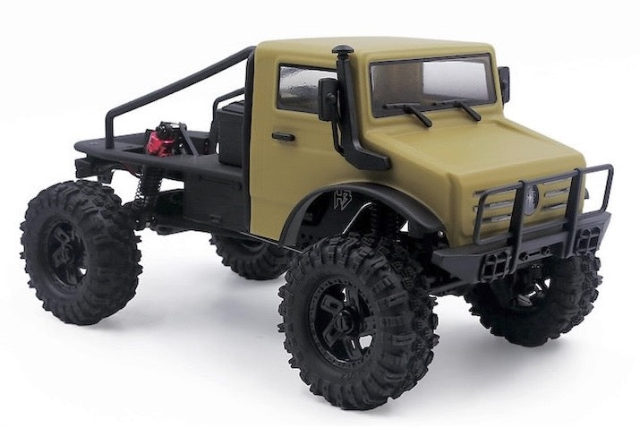 Hobby Plus CR18P V3 T-Hunter Brushless Crawler 1:18 4WD RTR Sandfarben HBP1810419-V3 – Schrägansicht vorne