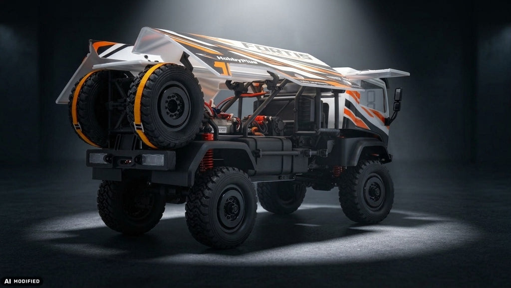 Hobby Plus DKR-4 Fortis Rally Truck 1:18 4WD RTR Weiß HBP1810810-WH – Studioaufnahme Heck