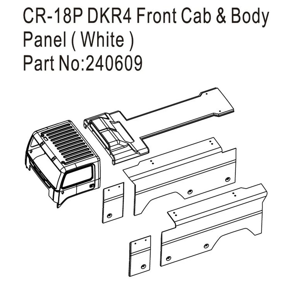 Hobby Plus Fahrerhaus und Karosserieblenden weiß für DKR-4 Fortis HBP240609 Zubehör im Maßstab 1:18 Truck