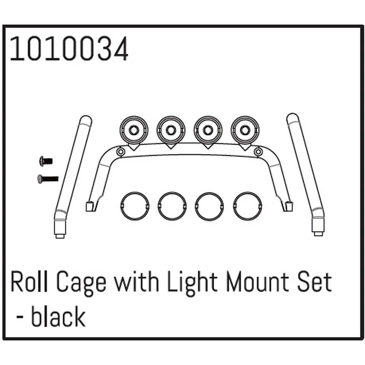 Hobby Plus Roll Cage with Light Mount Set Schwarz HBP240052