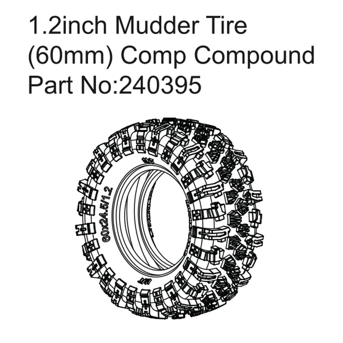 Hobby Plus HobbyPlus 1.2" Mudder Reifen (60mm) Comp-Gummimischung HBP240395